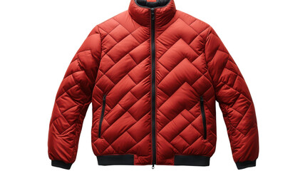Stylish red quilted jacket perfect for cold weather outings and outdoor adventures
