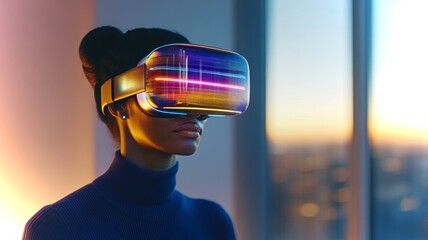 Exploring virtual reality in an urban setting at sunset with viv