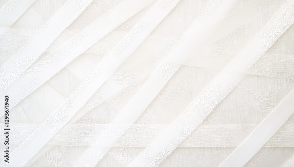 Poster Subtle White Fabric Texture with Diagonal Lines, Elegant Minimalist Background