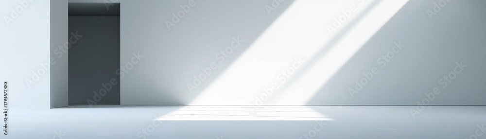 Poster sunlit minimalist room with clean lines and geometric shadows