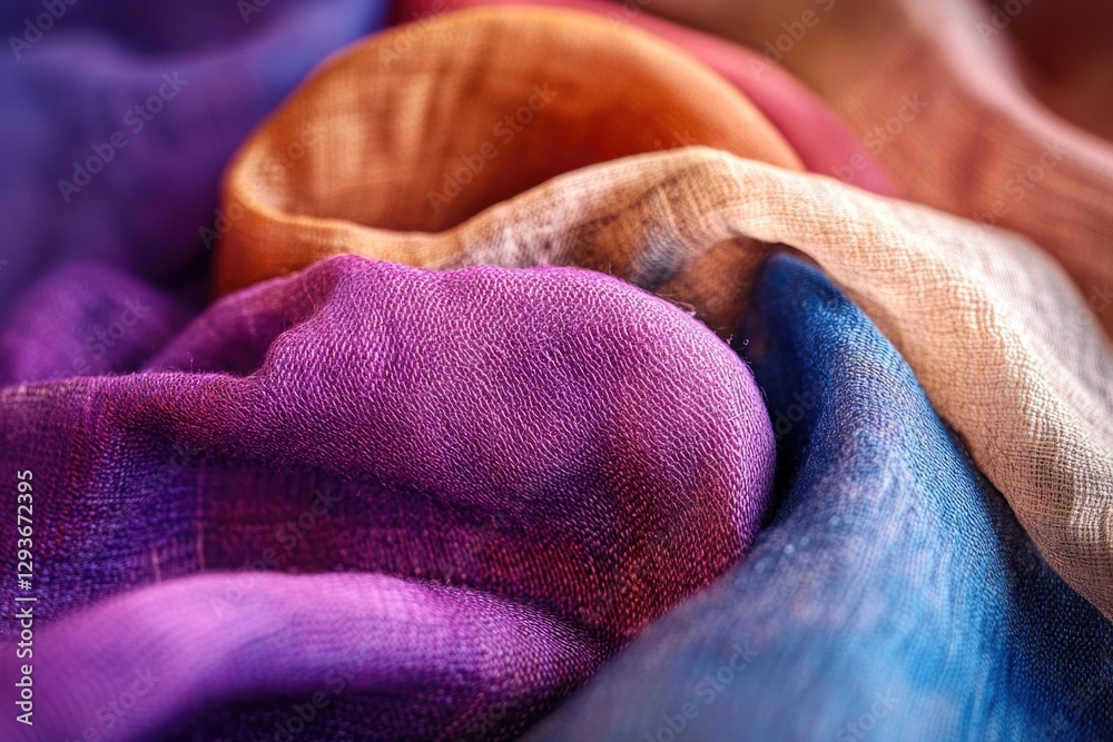Poster a detailed view of a purple and blue fabric texture, perfect for design projects or editorial use