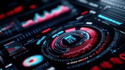 High-tech statistics graph, interactive data dashboard with financial growth trends, digital analysis interface