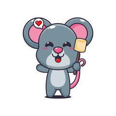 Naklejka premium Mouse cartoon vector illustration eating marshmallow