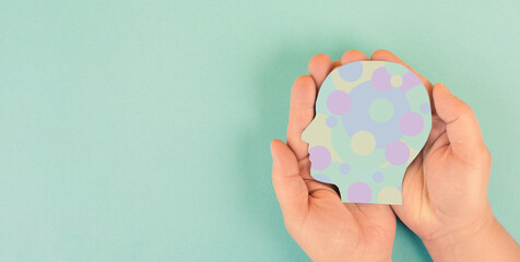 Mind with cloud of creativity, positive thoughts, emotion and attitude, hope and self care concept, human spirit