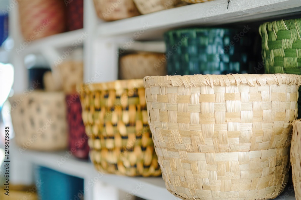 Poster Aisle display of various baskets in a store