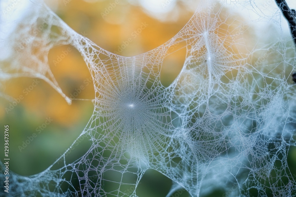 Poster a close-up shot of a spider web on a tree trunk, perfect for nature or wildlife themed projects
