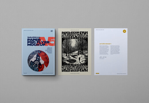 A5 Flyer Mockup Set - Flat-Lay (3 Mockups)