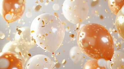 A vibrant scene featuring colorful balloons with confetti, ideal for party and celebration themes, creating a festive atmosphere.