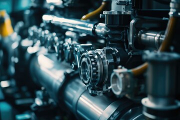 Obraz premium A detailed view of industrial pipes and valves