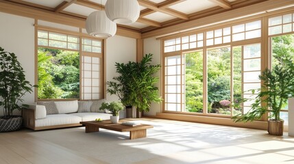 Bright and Airy Modern Living Room with Natural Light and Plants