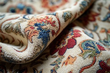 Fototapeta premium A detailed view of a rug with a unique design, ideal for showcasing textures and patterns in home decor or editorial contexts