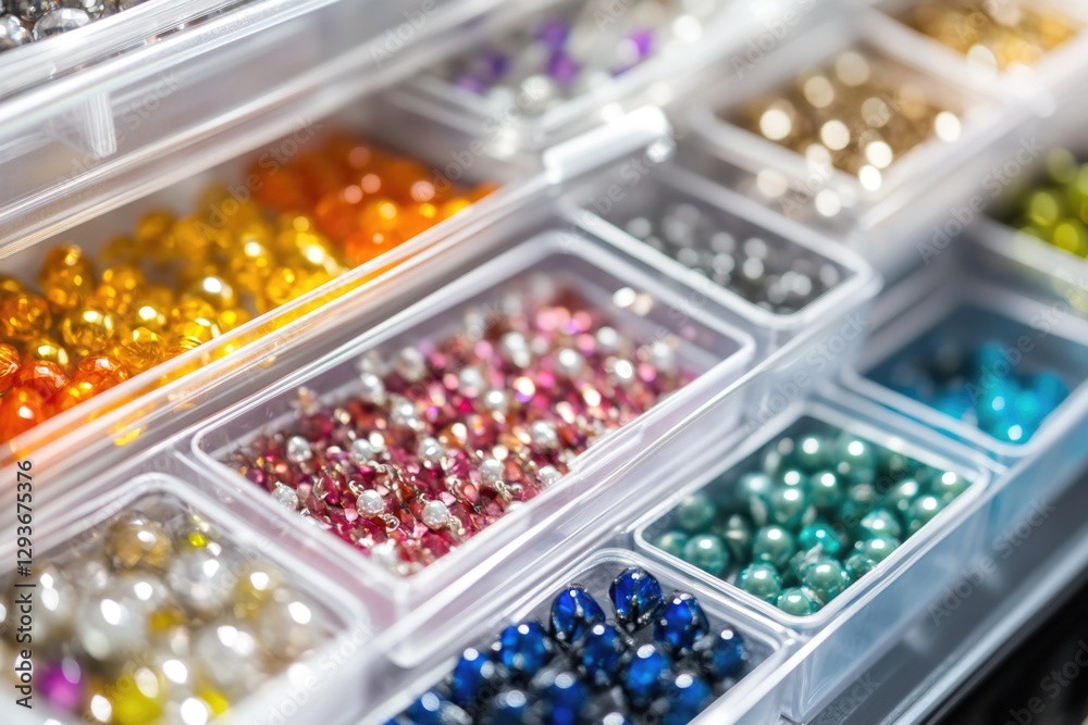 Poster a collection of vibrant beads in various colors and shapes