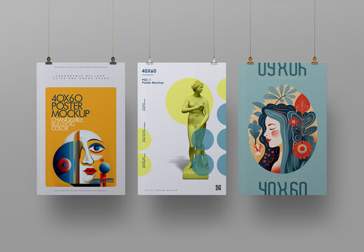 Hanging Poster Mockup 40 x 60