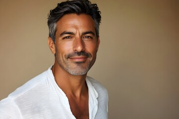 Obraz premium Handsome Latin Man with Confident Expression and Stylish Gray Hair