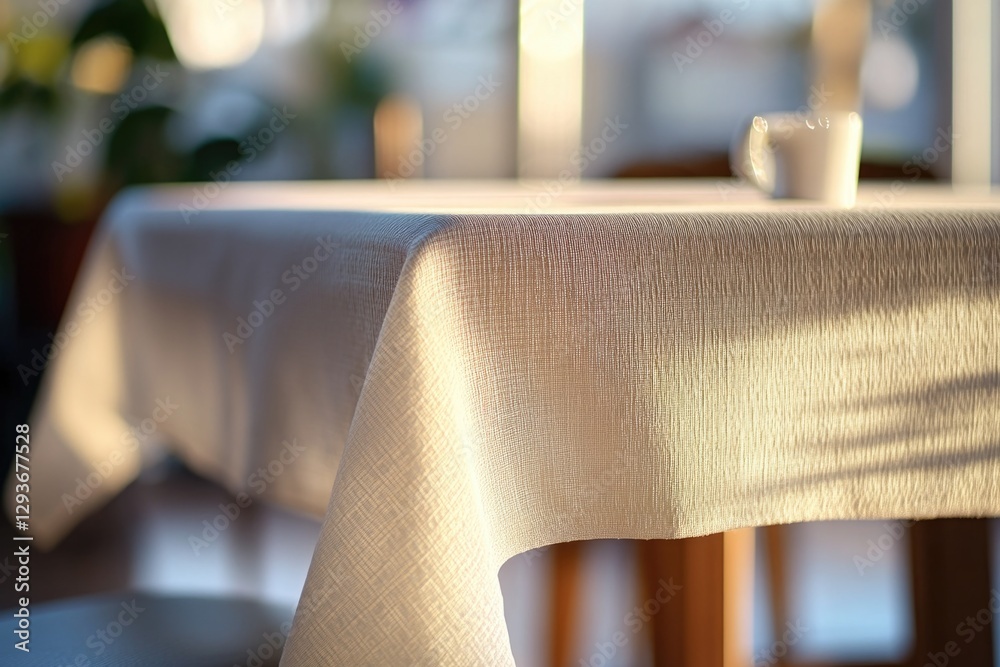 Poster Simple white table setting with a clean tablecloth