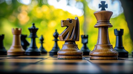 Close-up view of chess pieces on a chess board, ideal for use in articles about strategy or games