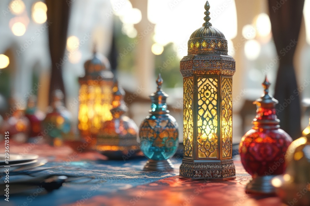 Poster a close-up view of a table covered in many candles, ideal for use in photography or as a decoration
