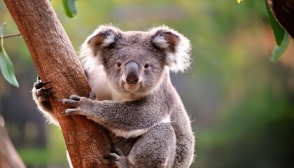 Koala Phascolarctos cinereus Perched on Tree Branch at Twilight, Capturing Serene Tranquility in the Australian Rainforest Canopy