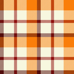 Vibrant autumnal plaid pattern in warm orange, beige, and maroon.  Perfect for fallthemed designs, textiles, or website backgrounds.