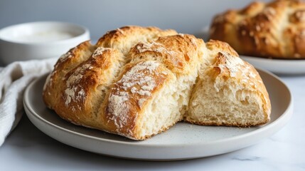 Fototapeta premium A plate of traditional Irish soda bread. 