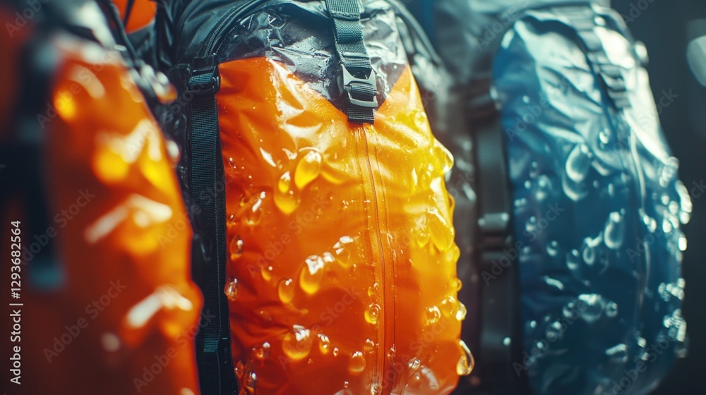 Poster a close-up shot of a bag of water on a rack, suitable for use in various contexts such as product ph