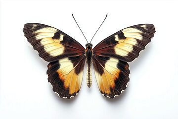 Fototapeta premium Flock of Butterflies varies color isolated on white background, Selective focus moth at night on white background.