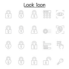 lock icon set in thin line style