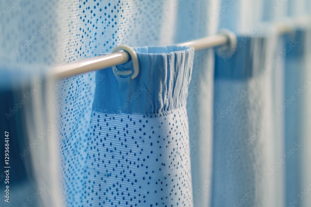 Poster Close-up view of a blue shower curtain with a textured pattern