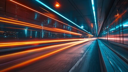Night City Tunnel  Speed  Light Trails  Urban Road  Abstract Background