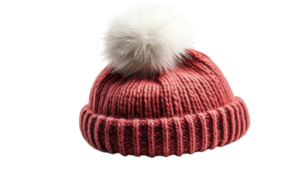 Cozy knitted hat with a fluffy pom-pom ideal for winter style and warmth during chilly weather outings