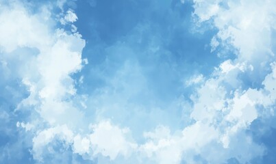 Obraz premium Blue sky with fluffy white clouds creating a serene and peaceful atmosphere