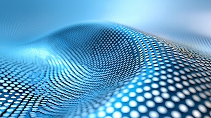 Blue background with a pattern of circles representing digital technology and data visualization in a modern design