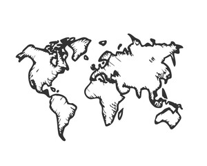 Obraz premium Hand-drawn old map sketch illustration with fine lines and intricate details. Vintage-style etching, perfect for prints, decor, and adventure-themed designs. High-quality vector art.