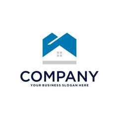 real estate logo design with house and building