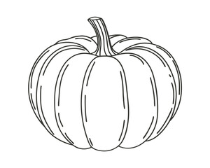 Hand-drawn pumpkin line art. Perfect for Halloween designs, packaging, prints, and digital projects.