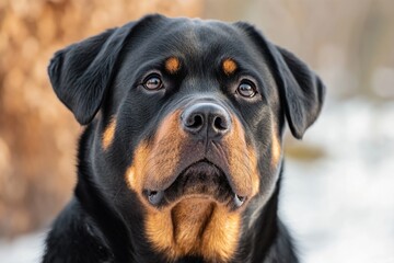 Obraz premium A close-up shot of a curious dog staring directly into the lens