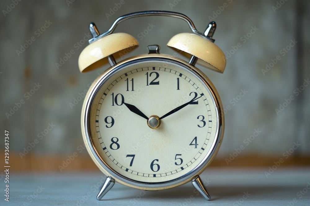 Poster alarm clock sitting on a table, ready to wake you up