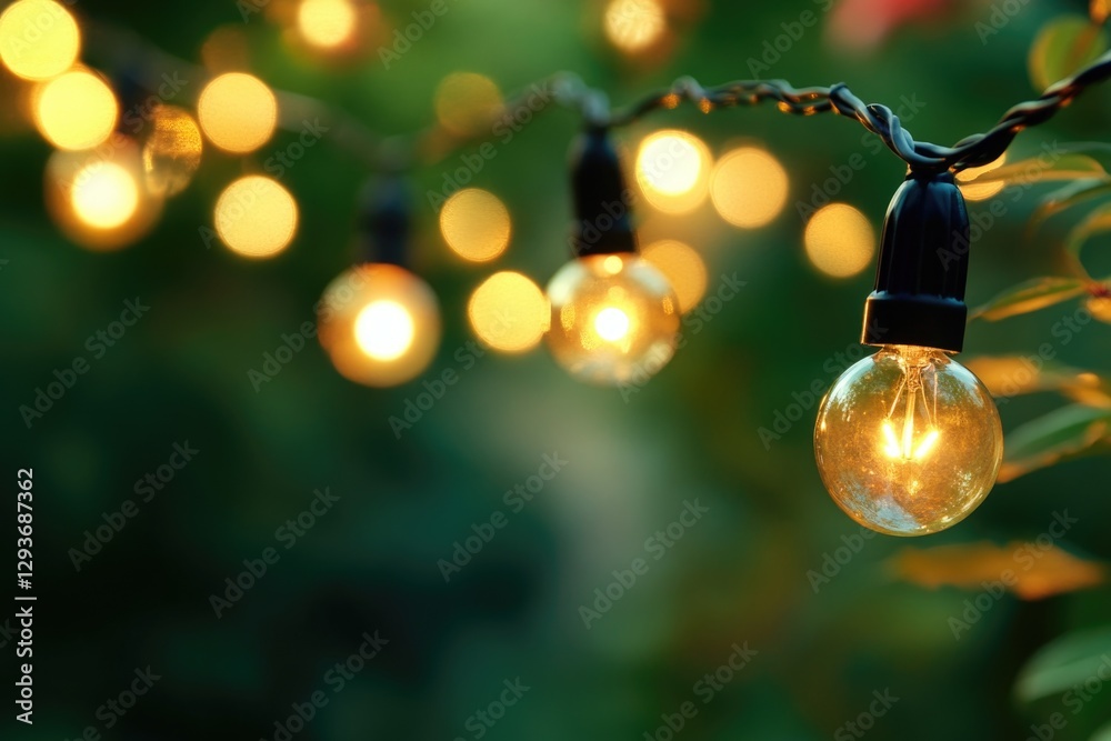 Poster outdoor decoration with string lights hanging from a tree