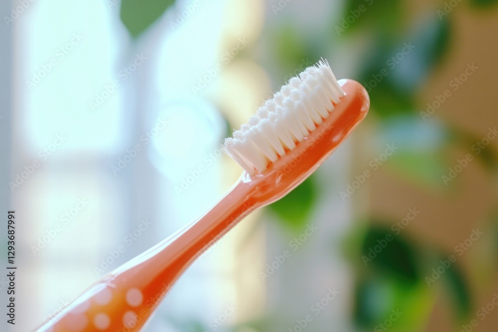 Poster close-up shot of a toothbrush with a blurred background