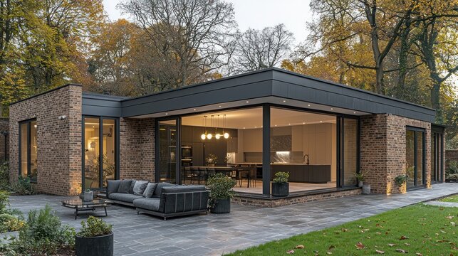 Modern house extension with patio