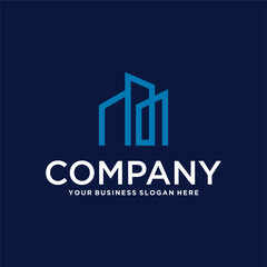 real estate logo design with house and building