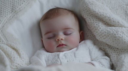 A newborn baby sleeping peacefully in a soft white blanket