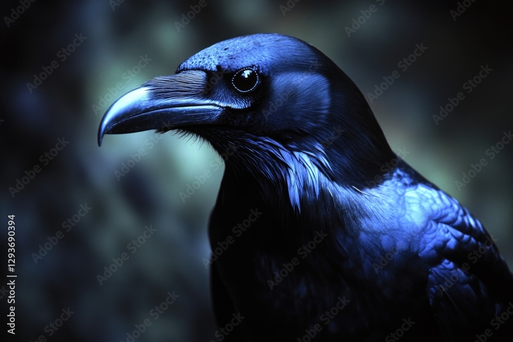 Poster a close-up photo of a bird against a dark background, ideal for use in designs focused on wildlife o