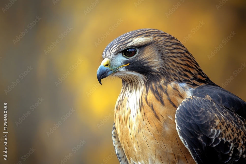 Poster a close-up view of a bird of prey's face and beak