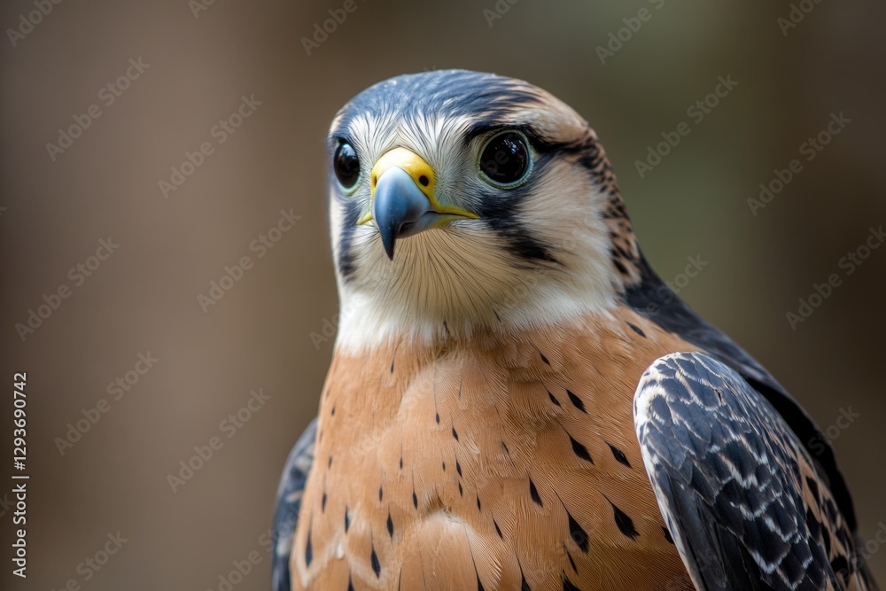 Poster close-up shot of a bird of prey's face and beak, highlighting its sharp features