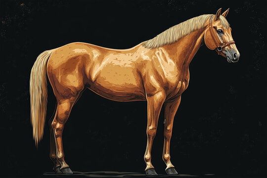 beauty brown horse on black background
