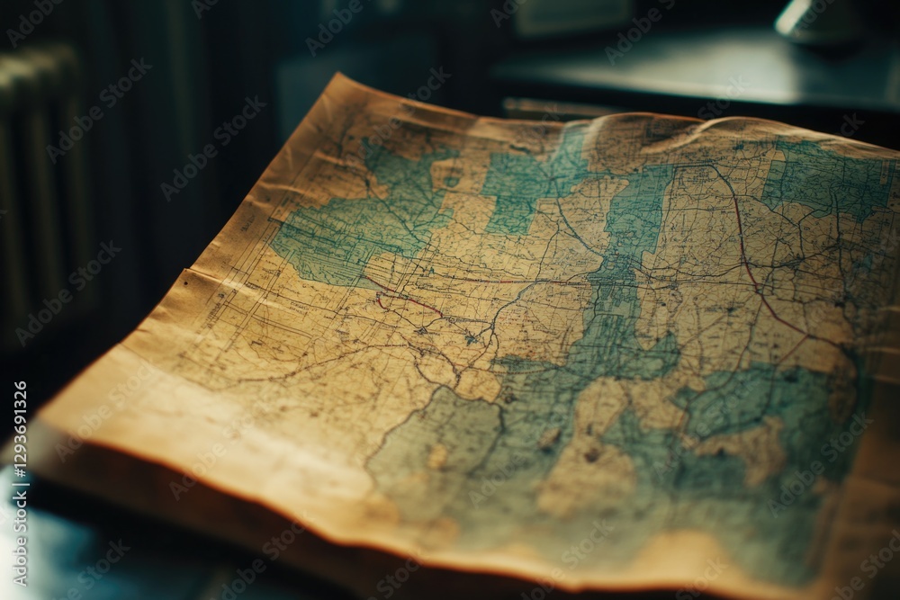 Aufkleber Illustration of a paper with a map printed on it, perfect for travel or navigation concepts