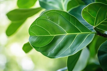 A close-up shot of a single leaf on a tree branch