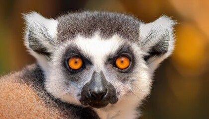 Obraz premium Striking CloseUp of a RingTailed Lemur, with Expressive Eyes and Groomed Fur, Capturing the Majesty of Madagascars Wildlife against an Emerald Backdrop