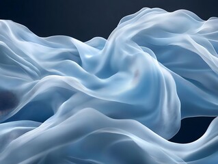 Obraz premium Flowing light blue fabric, dark background